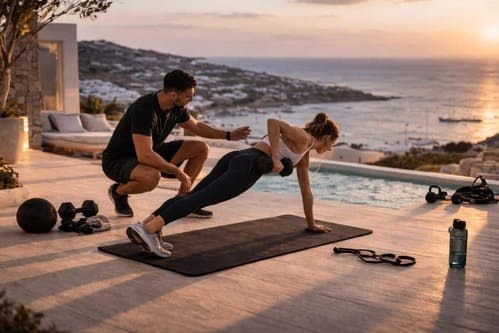 Coach sportif à Paris guidant une cliente lors d'une séance personnalisée en extérieur